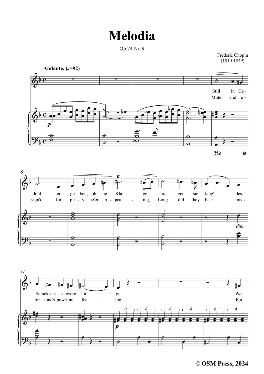 Chopin-Melodia,in d minor Piano, Vocal scores gallery preview page 3