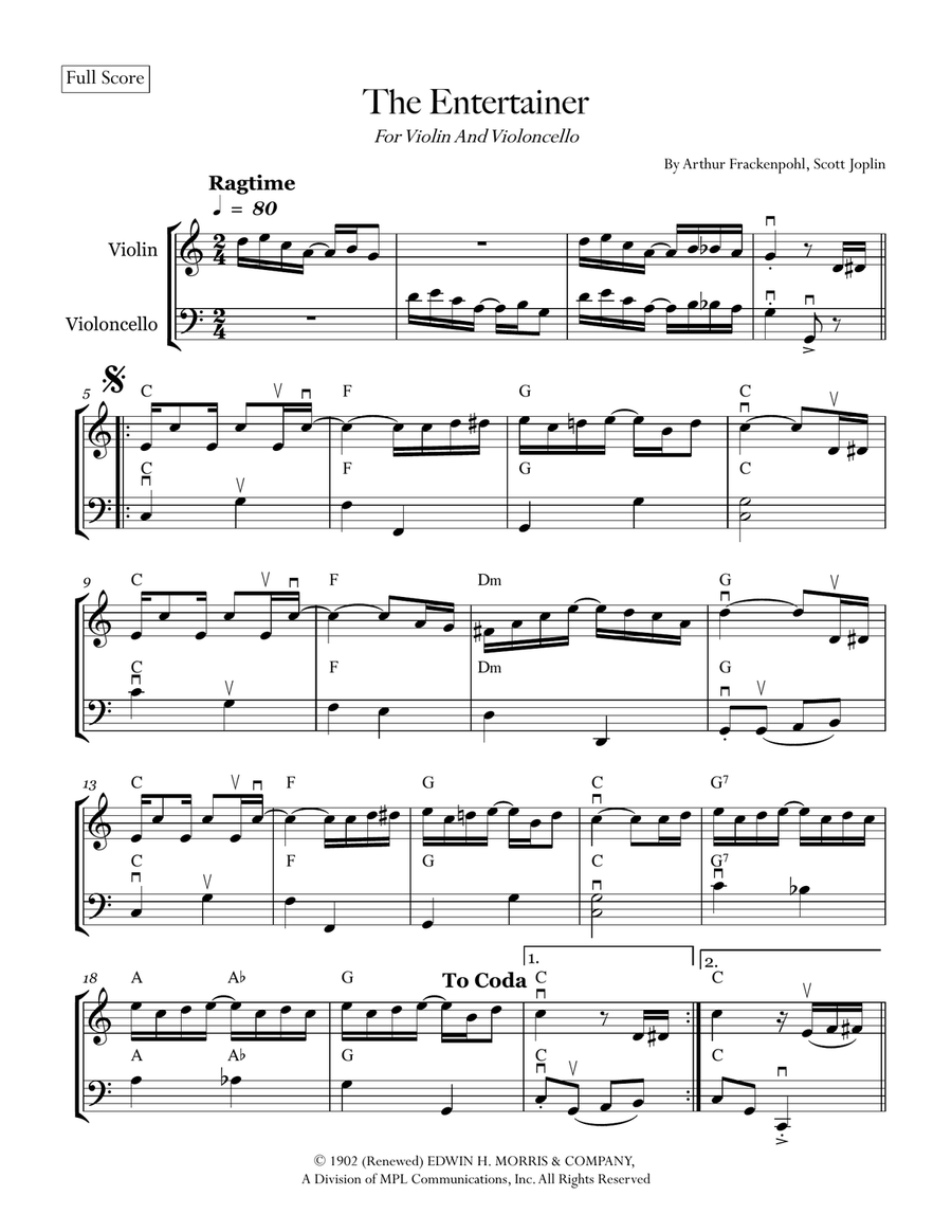 The Entertainer The Entertainer String Duet scores gallery preview page 1