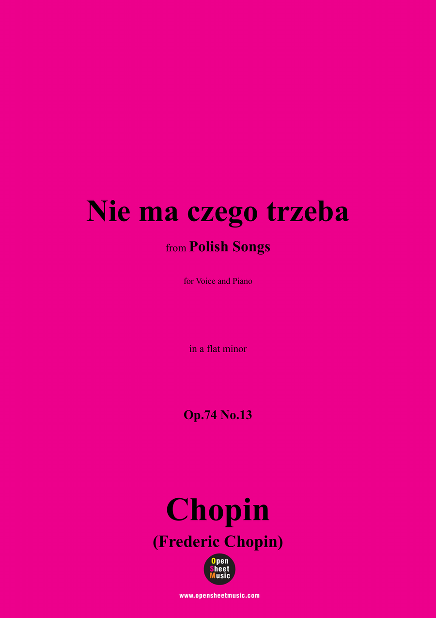Chopin-Nie ma czego trzeba,in a flat minor Piano, Vocal scores gallery preview page 1