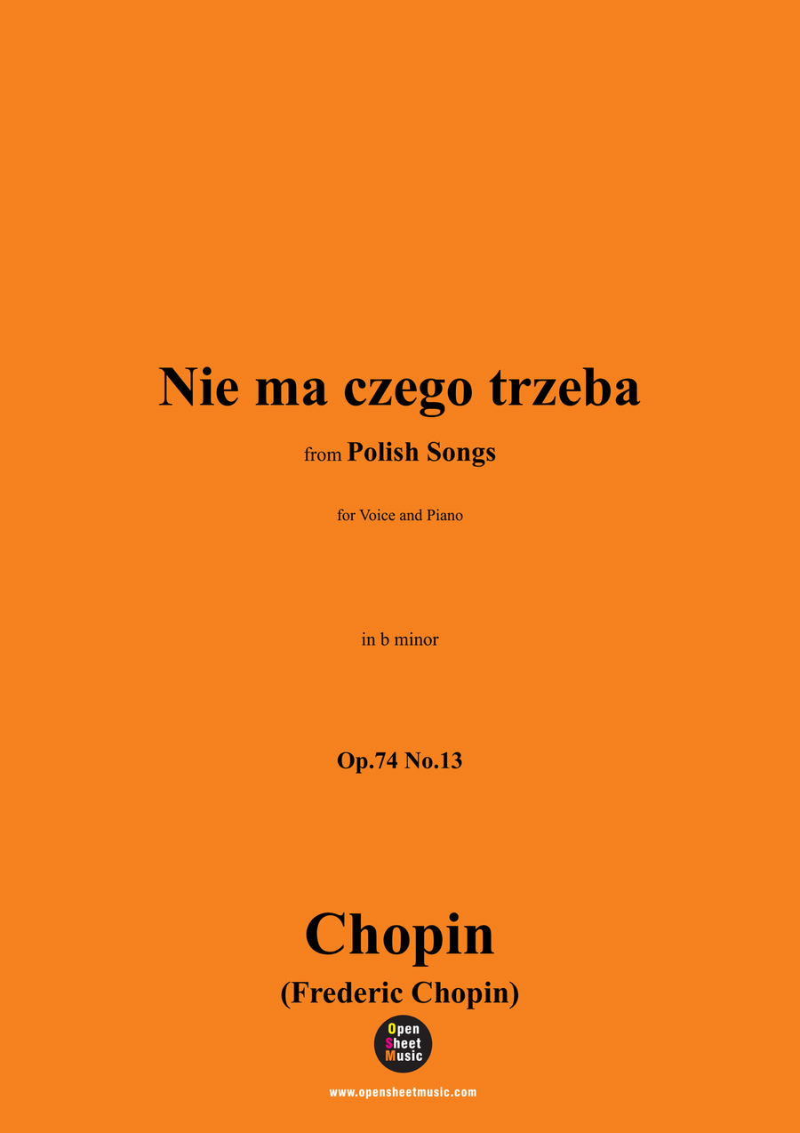 Chopin-Nie ma czego trzeba,in b minor Piano, Vocal scores gallery preview page 1