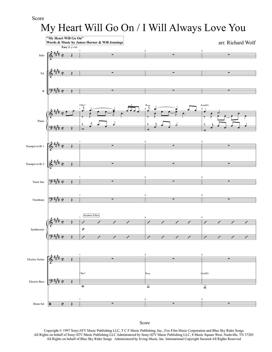 Medley: My Heart Will Go On (Love Theme From 'titanic') with I Will Always Love You Jazz Ensemble scores gallery preview page 1