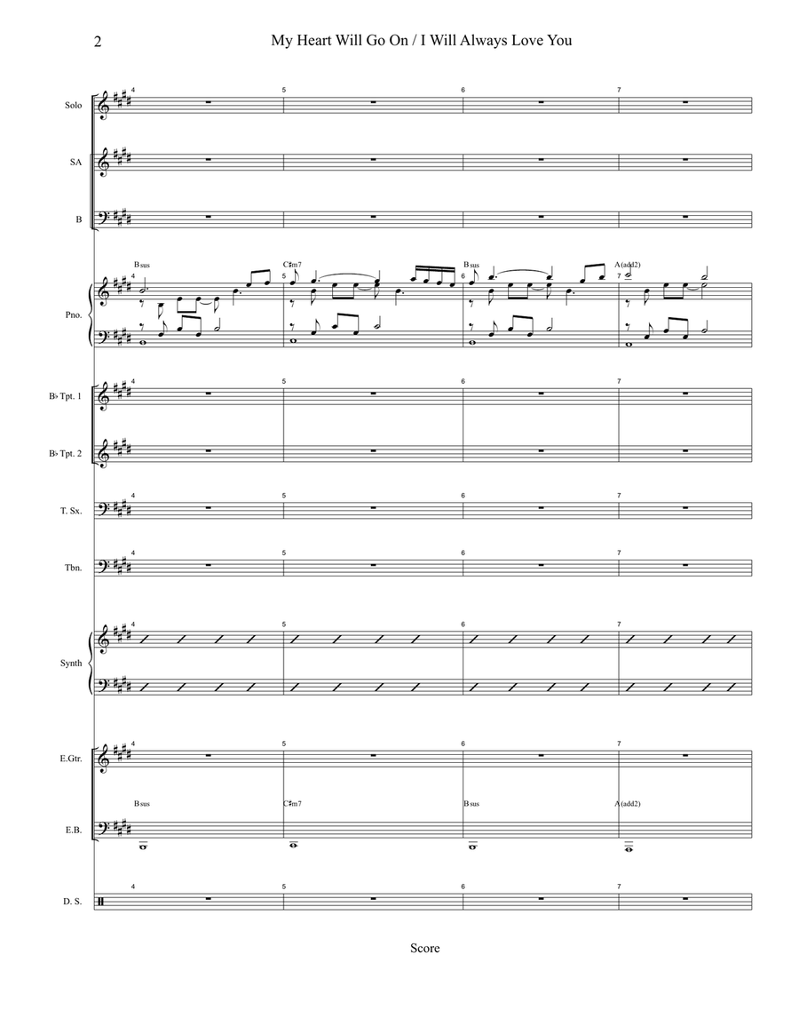 Medley: My Heart Will Go On (Love Theme From 'titanic') with I Will Always Love You Jazz Ensemble scores gallery preview page 2