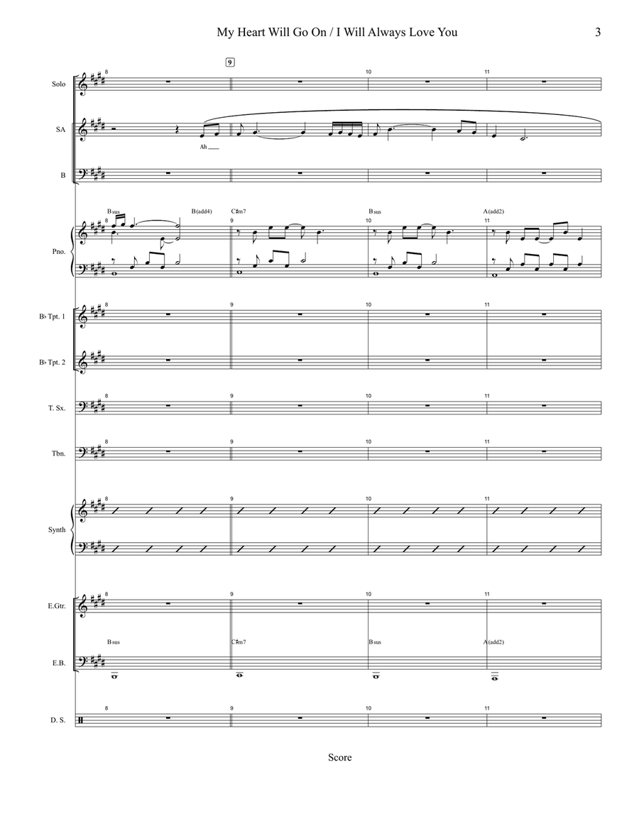 Medley: My Heart Will Go On (Love Theme From 'titanic') with I Will Always Love You Jazz Ensemble scores gallery preview page 3