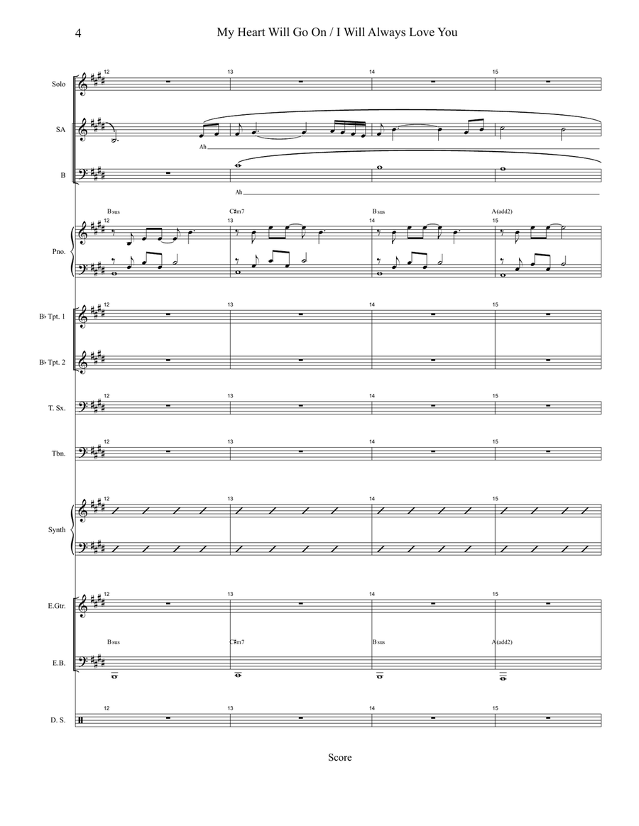 Medley: My Heart Will Go On (Love Theme From 'titanic') with I Will Always Love You Jazz Ensemble scores gallery preview page 4