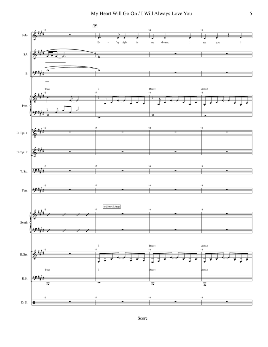 Medley: My Heart Will Go On (Love Theme From 'titanic') with I Will Always Love You Jazz Ensemble scores gallery preview page 5