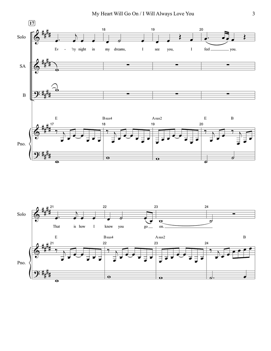 Medley: My Heart Will Go On (Love Theme From 'titanic') with I Will Always Love You 3-Part scores gallery preview page 3