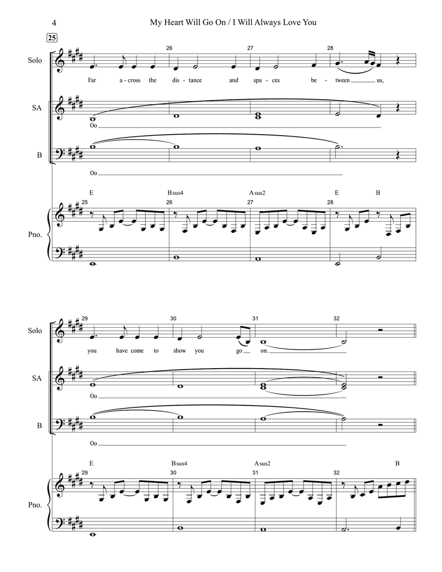 Medley: My Heart Will Go On (Love Theme From 'titanic') with I Will Always Love You 3-Part scores gallery preview page 4