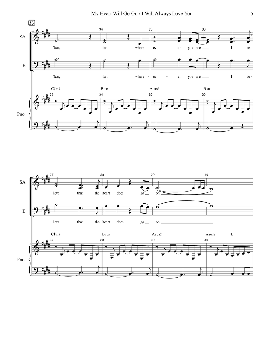 Medley: My Heart Will Go On (Love Theme From 'titanic') with I Will Always Love You 3-Part scores gallery preview page 5