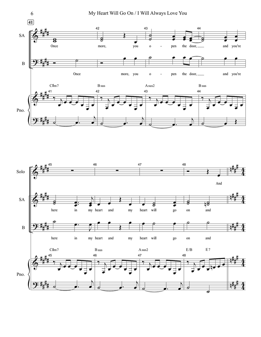 Medley: My Heart Will Go On (Love Theme From 'titanic') with I Will Always Love You 3-Part scores gallery preview page 6
