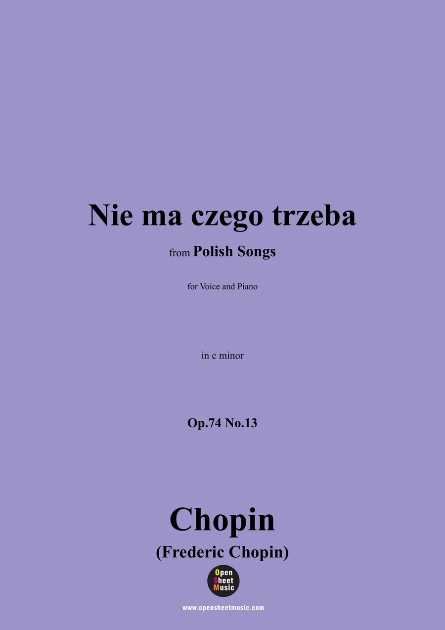 Chopin-Nie ma czego trzeba,in c minor Piano, Vocal scores gallery preview page 1