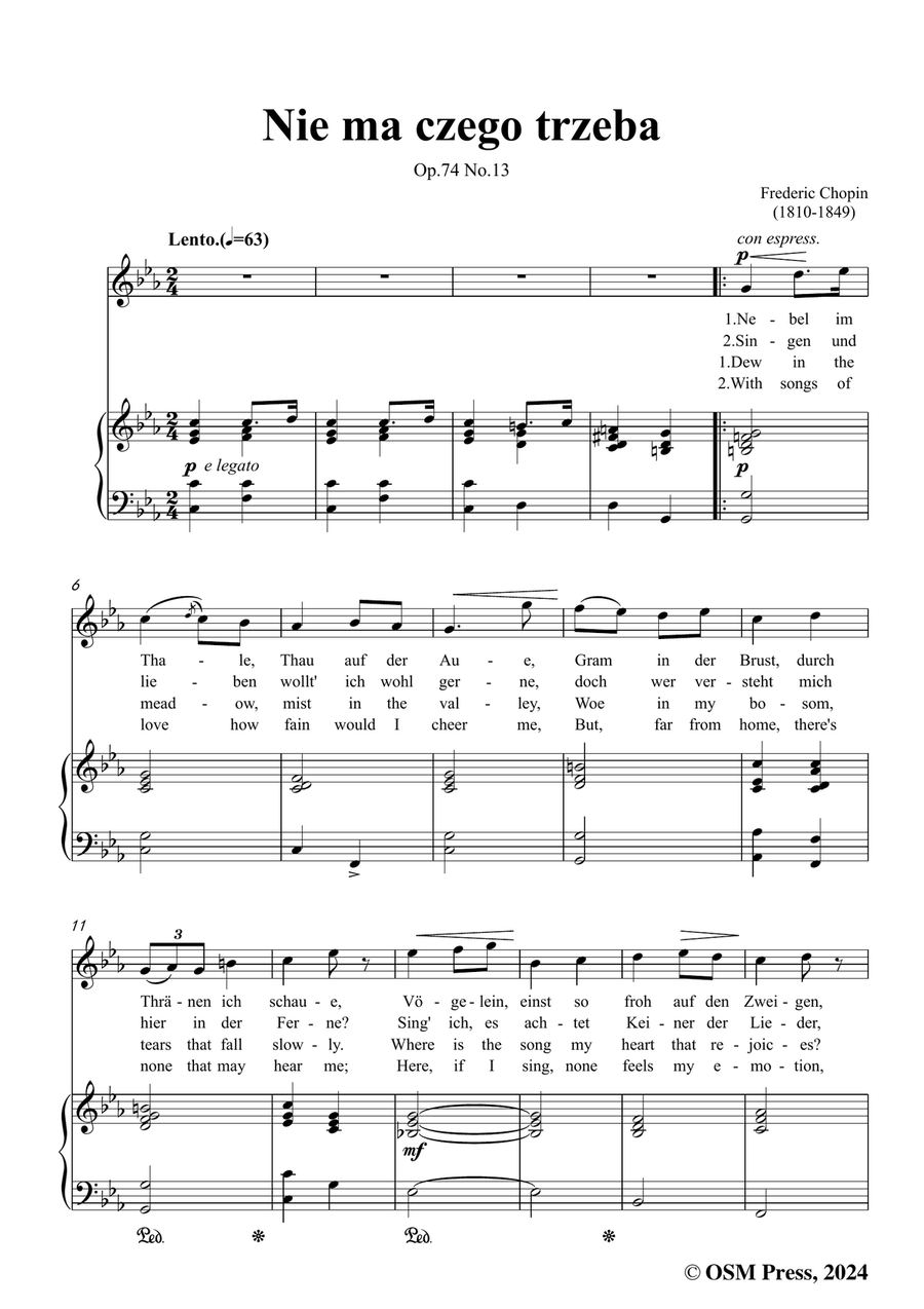 Chopin-Nie ma czego trzeba,in c minor Piano, Vocal scores gallery preview page 3