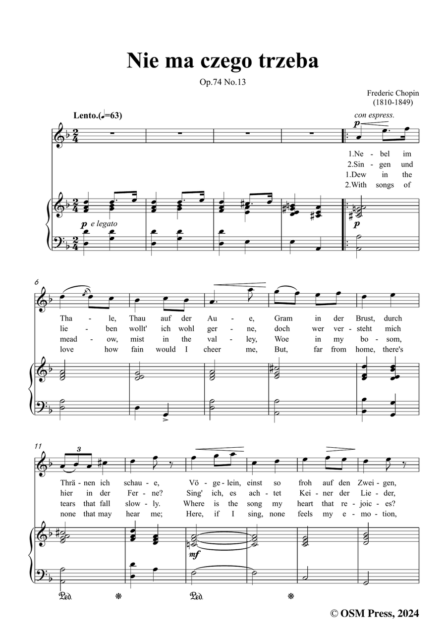 Chopin-Nie ma czego trzeba,in d minor Piano, Vocal scores gallery preview page 3