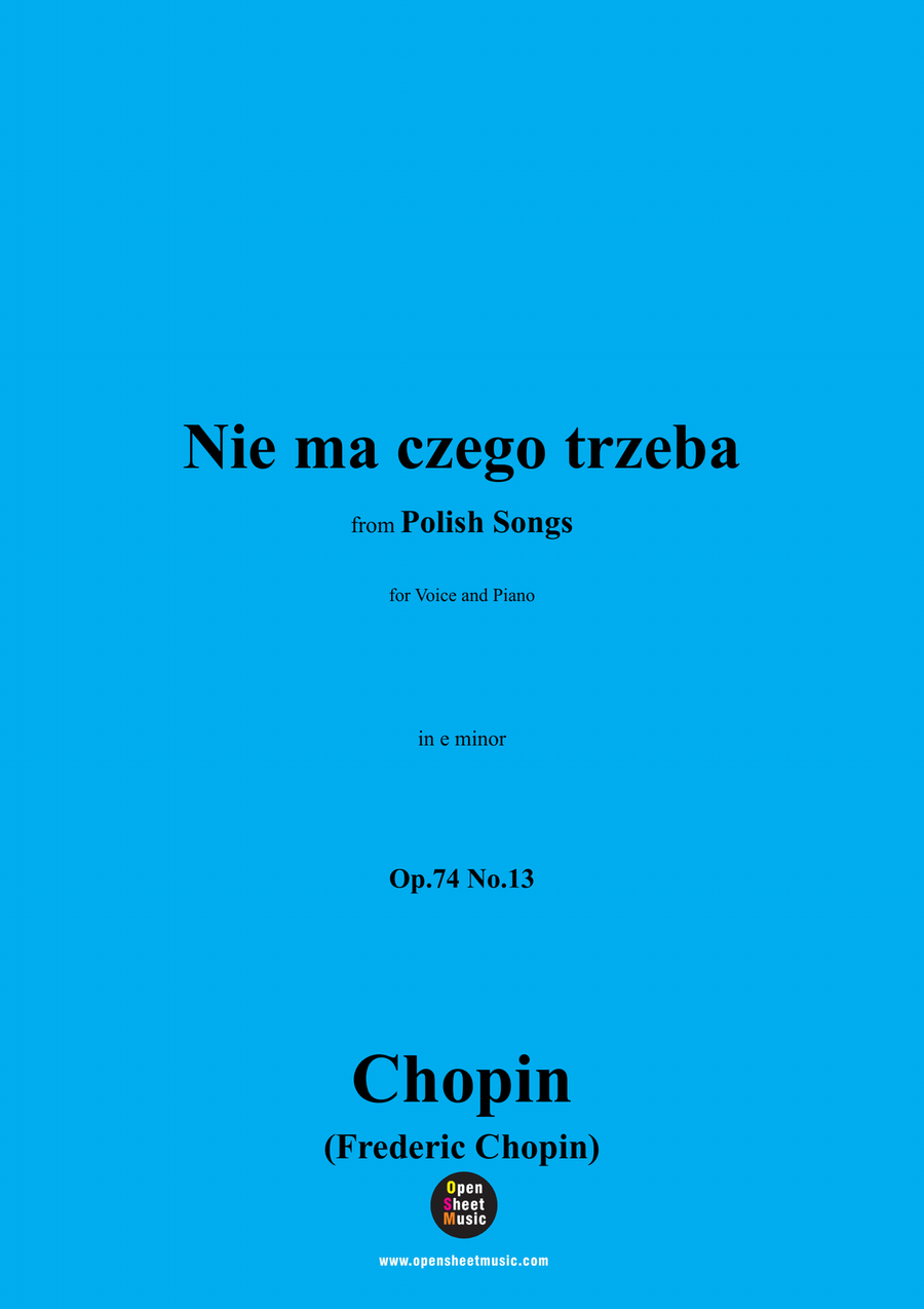 Chopin-Nie ma czego trzeba,in e minor Piano, Vocal scores gallery preview page 1