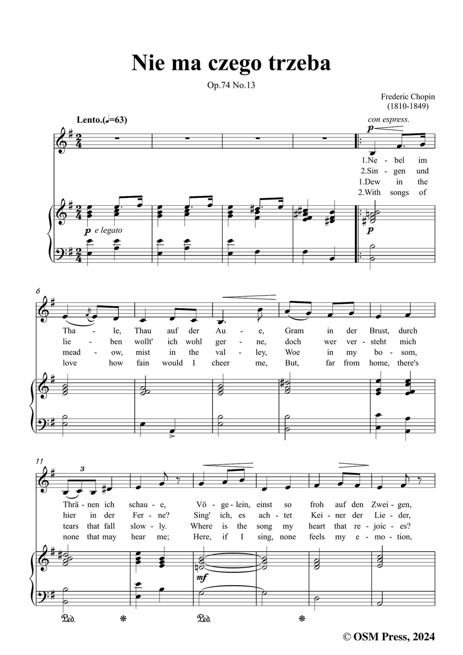 Chopin-Nie ma czego trzeba,in e minor Piano, Vocal scores gallery preview page 3