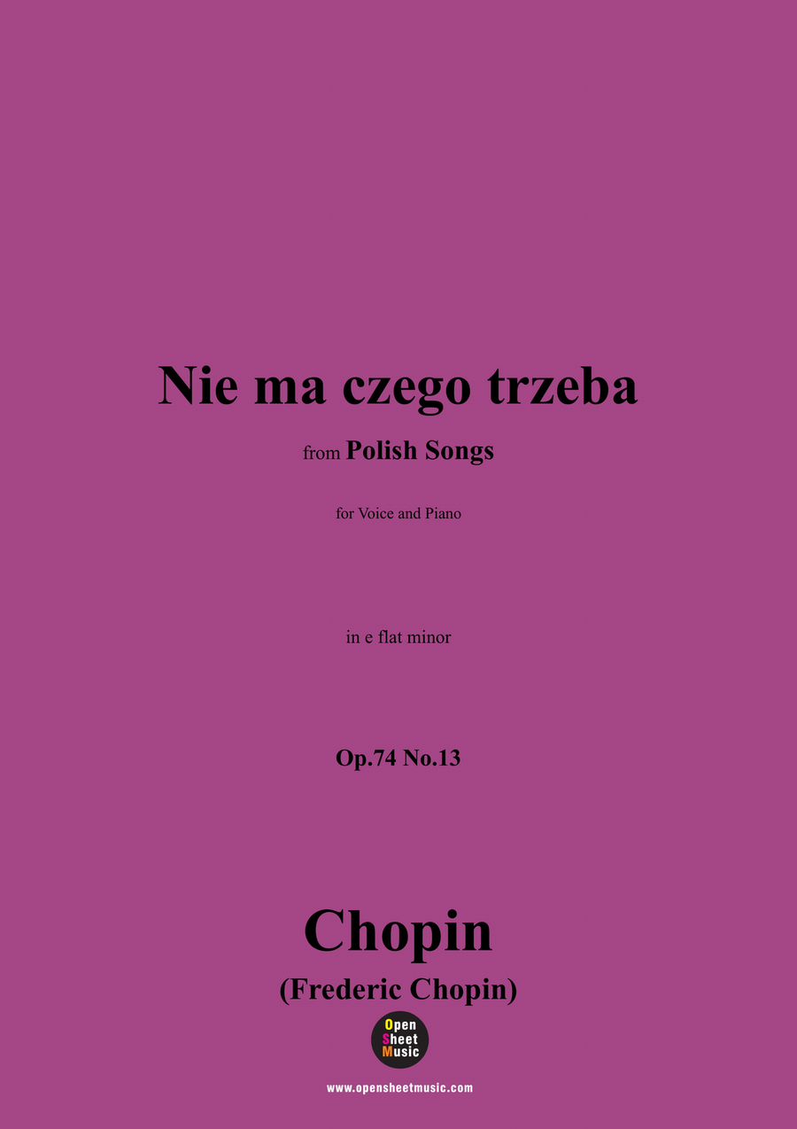 Chopin-Nie ma czego trzeba,in e flat minor Piano, Vocal scores gallery preview page 1