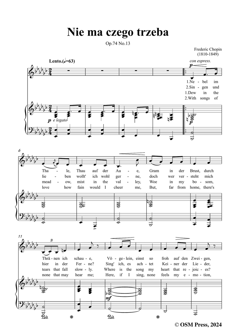 Chopin-Nie ma czego trzeba,in e flat minor Piano, Vocal scores gallery preview page 3