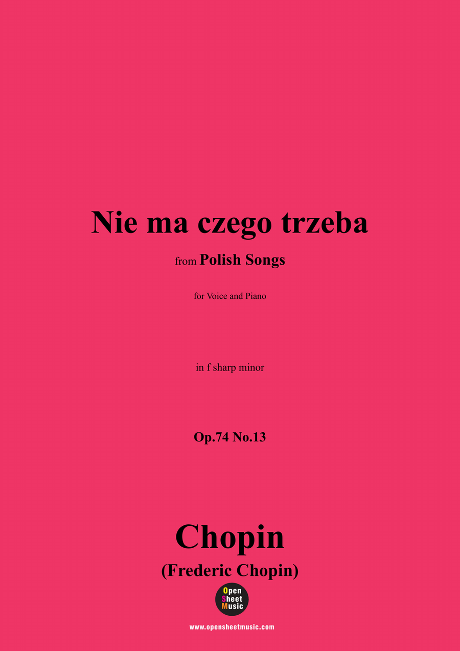 Chopin-Nie ma czego trzeba,in f sharp minor Piano, Vocal scores gallery preview page 1
