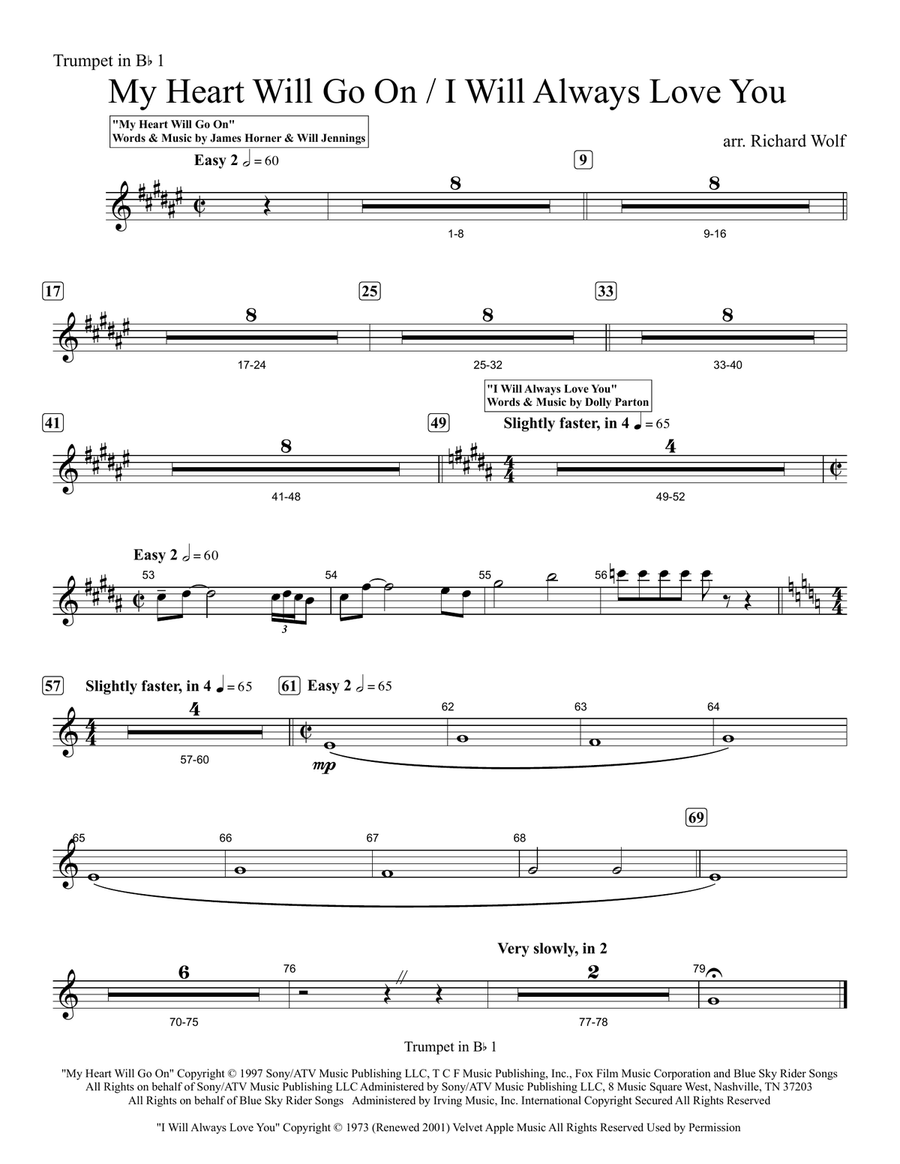 Medley: My Heart Will Go On (Love Theme From 'titanic') with I Will Always Love You Show Choir scores gallery preview page 1