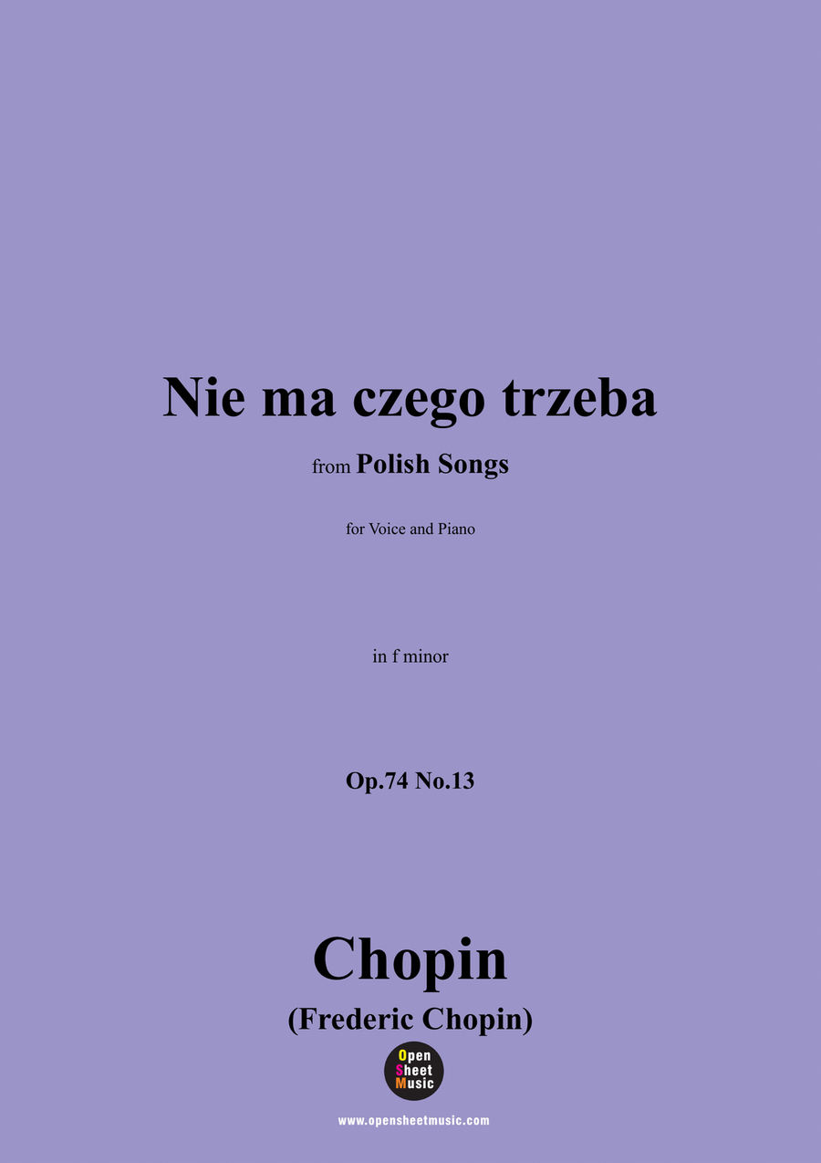 Chopin-Nie ma czego trzeba,in f minor Piano, Vocal scores gallery preview page 1