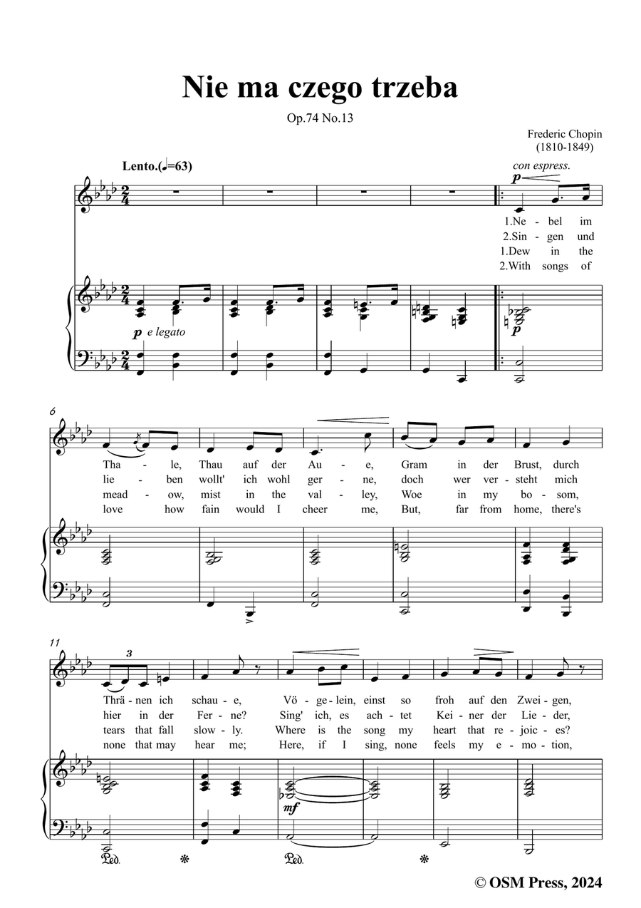Chopin-Nie ma czego trzeba,in f minor Piano, Vocal scores gallery preview page 3