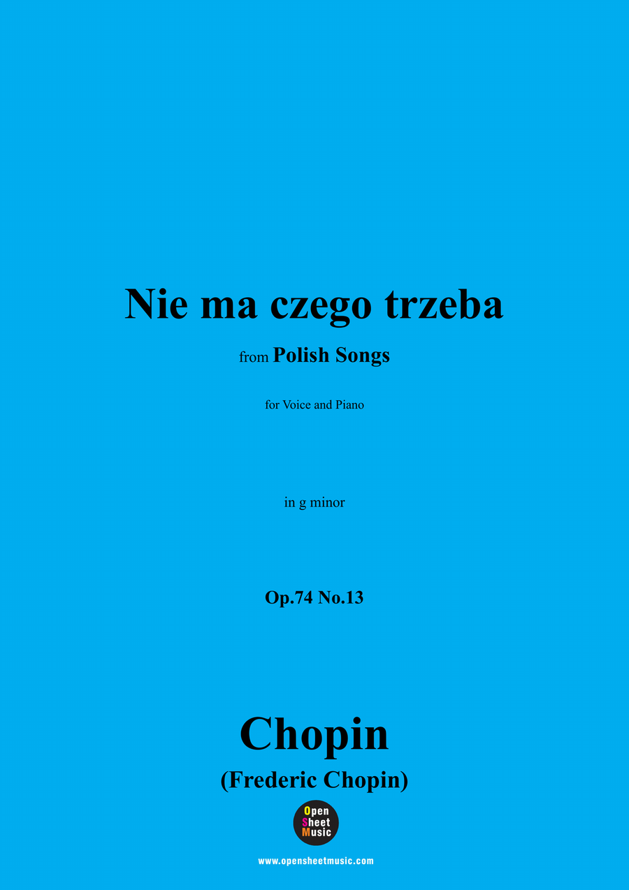 Chopin-Nie ma czego trzeba,in g minor Piano, Vocal scores gallery preview page 1