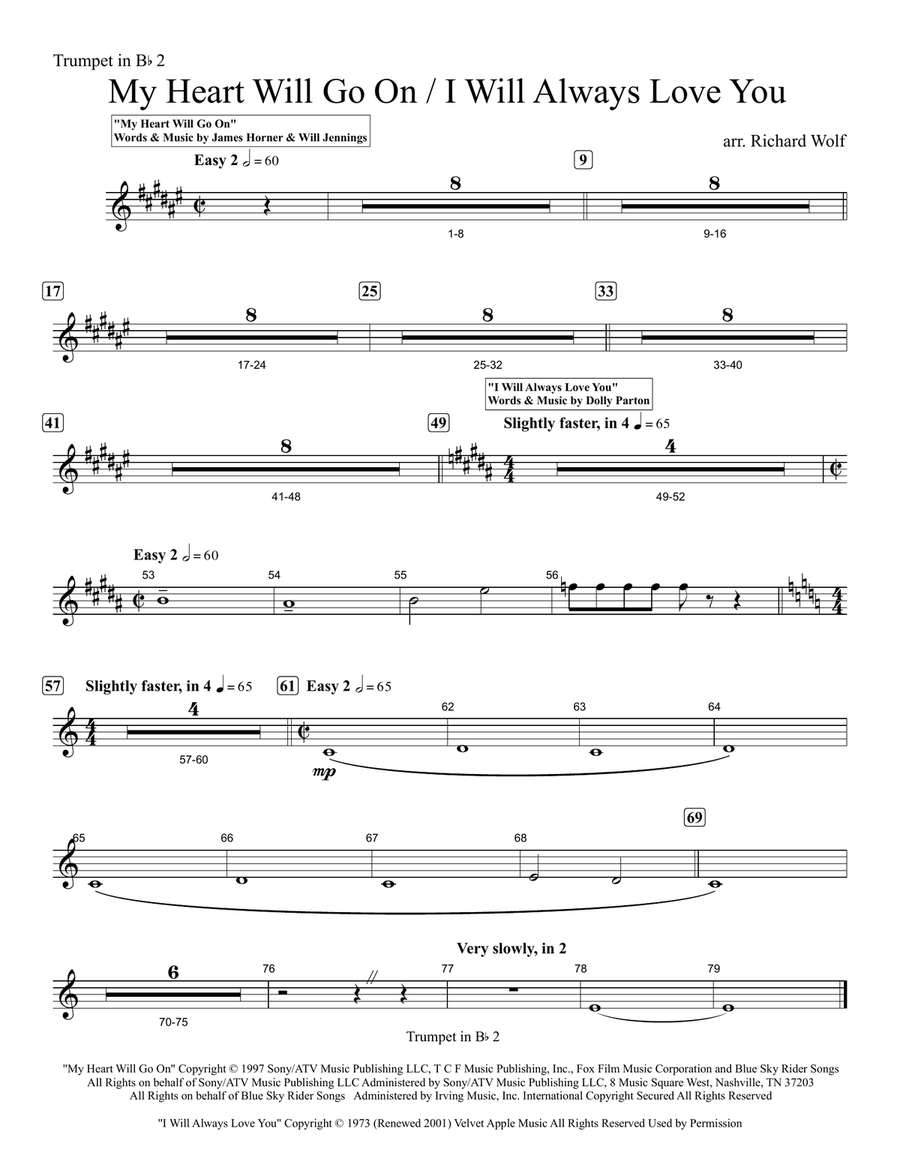 Medley: My Heart Will Go On (Love Theme From 'titanic') with I Will Always Love You Show Choir scores gallery preview page 1