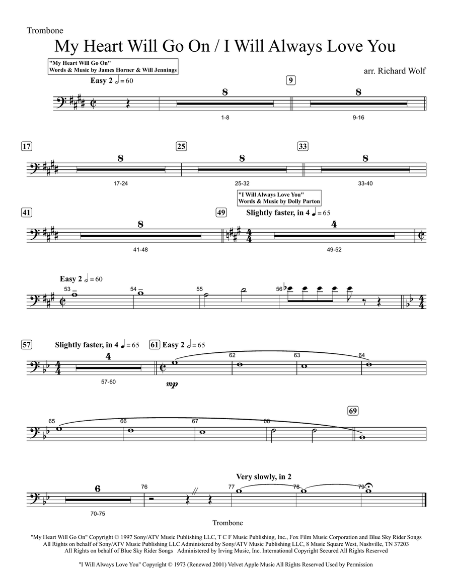 Medley: My Heart Will Go On (Love Theme From 'titanic') with I Will Always Love You Show Choir scores gallery preview page 1