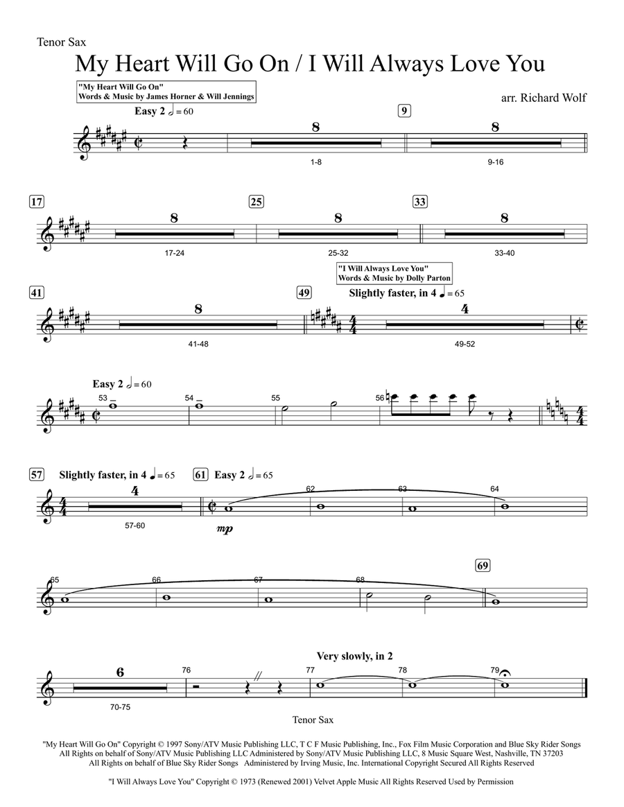 Medley: My Heart Will Go On (Love Theme From 'titanic') with I Will Always Love You Show Choir scores gallery preview page 1