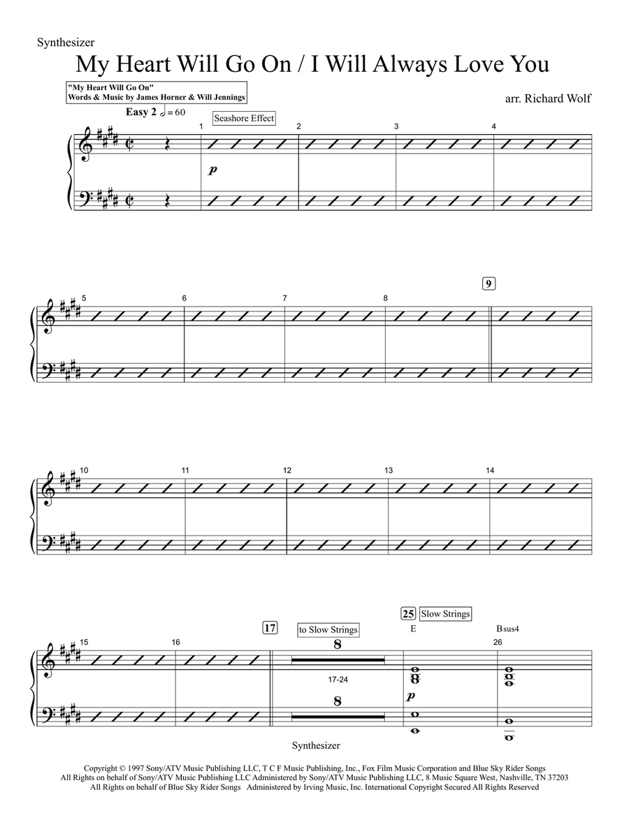 Medley: My Heart Will Go On (Love Theme From 'titanic') with I Will Always Love You Show Choir scores gallery preview page 1