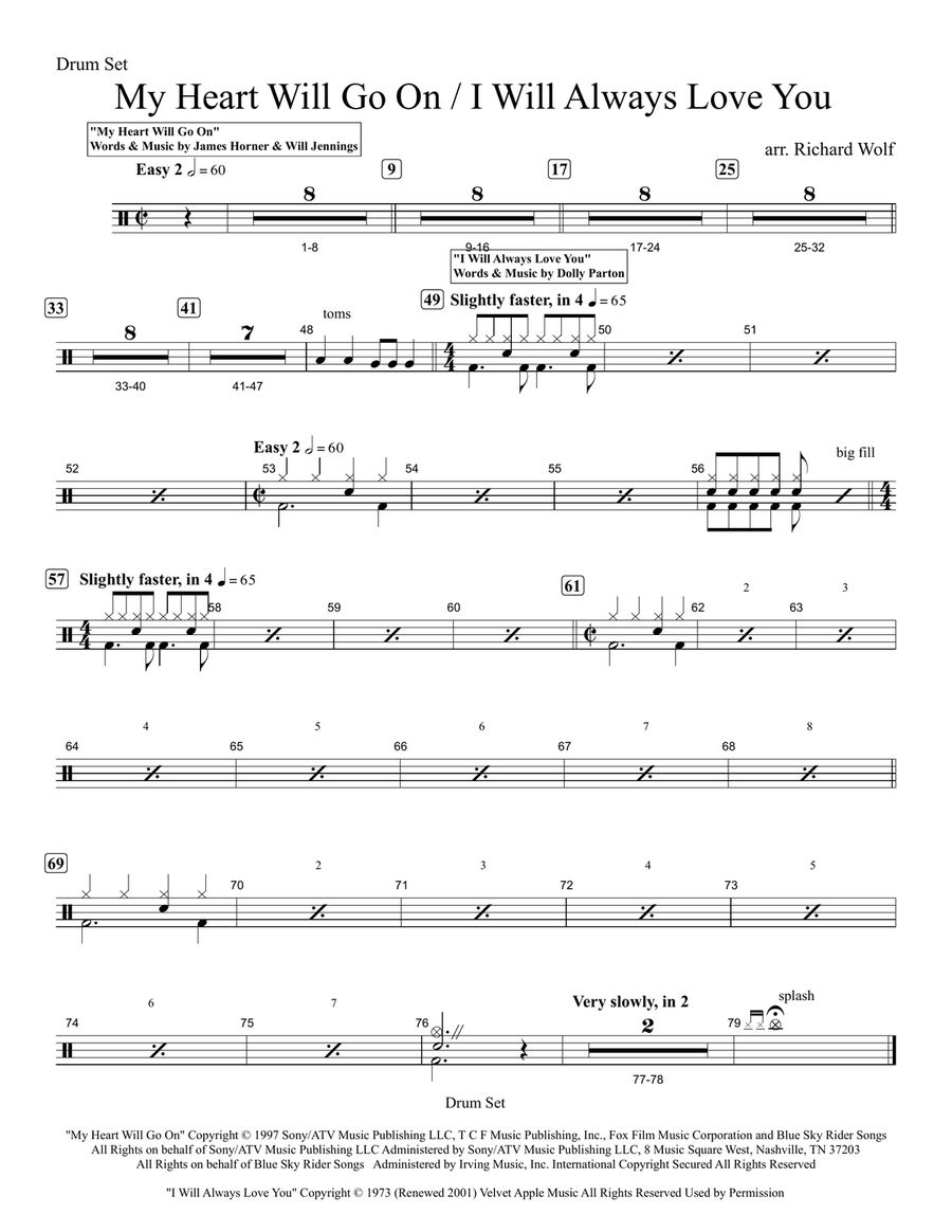 Medley: My Heart Will Go On (Love Theme From 'titanic') with I Will Always Love You Show Choir scores gallery preview page 1