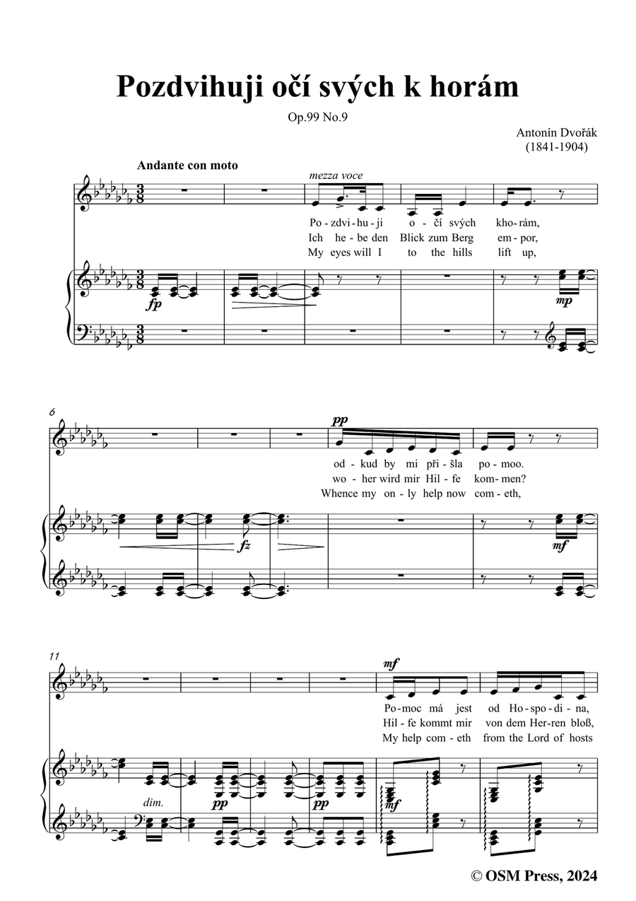 A. Dvořák-Pozdvihuji očí svých k horám,in a flat minor Piano, Vocal scores gallery preview page 3