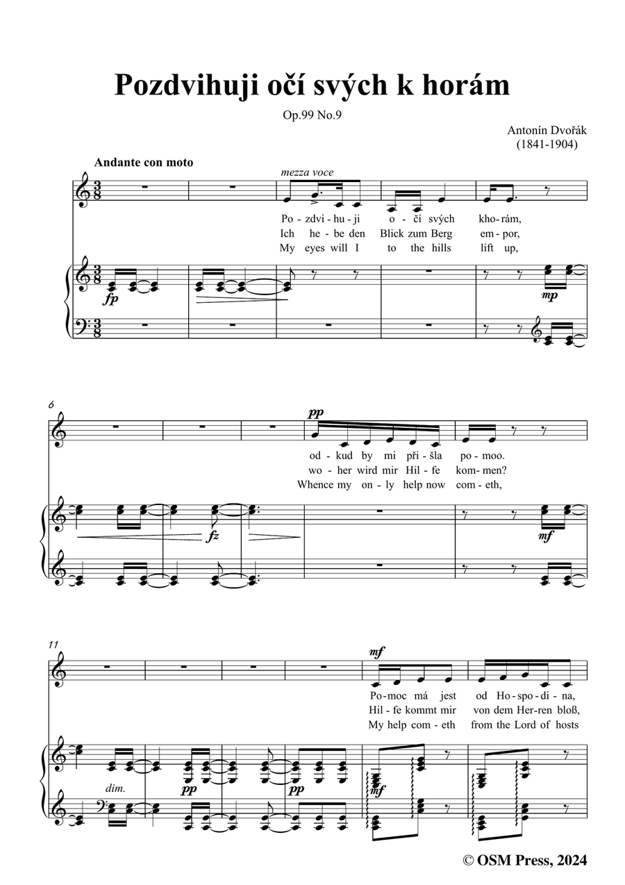 A. Dvořák-Pozdvihuji očí svých k horám,in a minor Piano, Vocal scores gallery preview page 3
