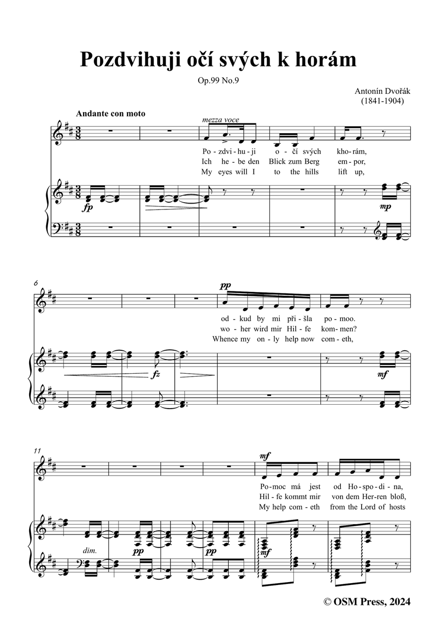 A. Dvořák-Pozdvihuji očí svých k horám,in b minor Piano, Vocal scores gallery preview page 3