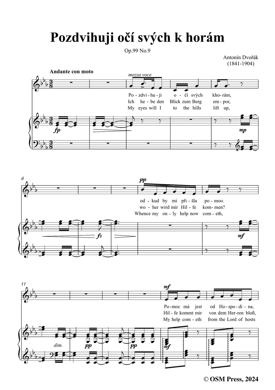 A. Dvořák-Pozdvihuji očí svých k horám,in c minor Piano, Vocal scores gallery preview page 3