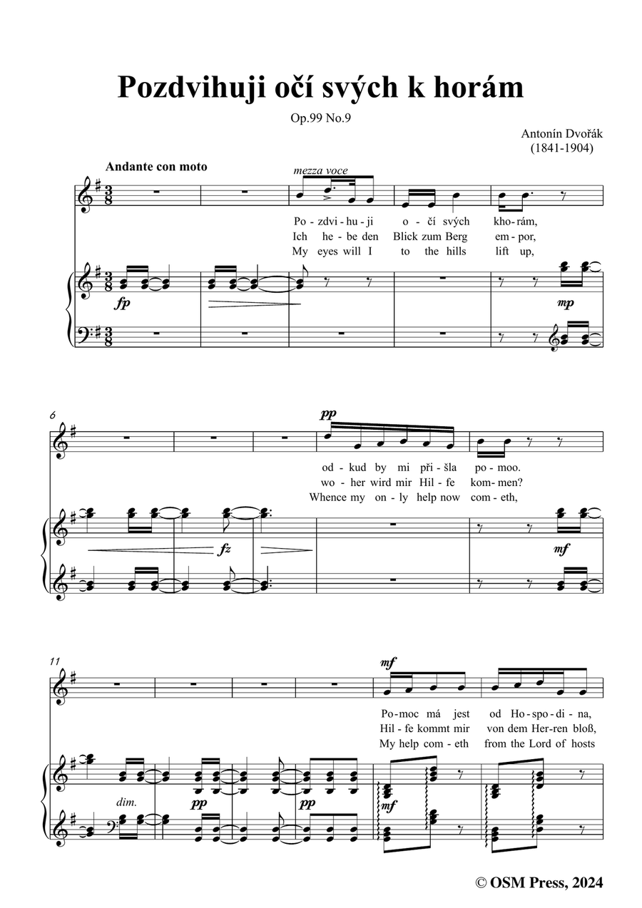 A. Dvořák-Pozdvihuji očí svých k horám,in e minor Piano, Vocal scores gallery preview page 3
