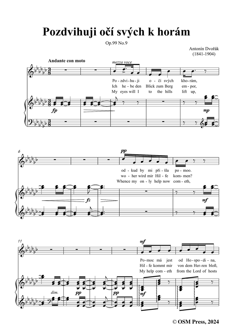 A. Dvořák-Pozdvihuji očí svých k horám,in e flat minor Piano, Vocal scores gallery preview page 3