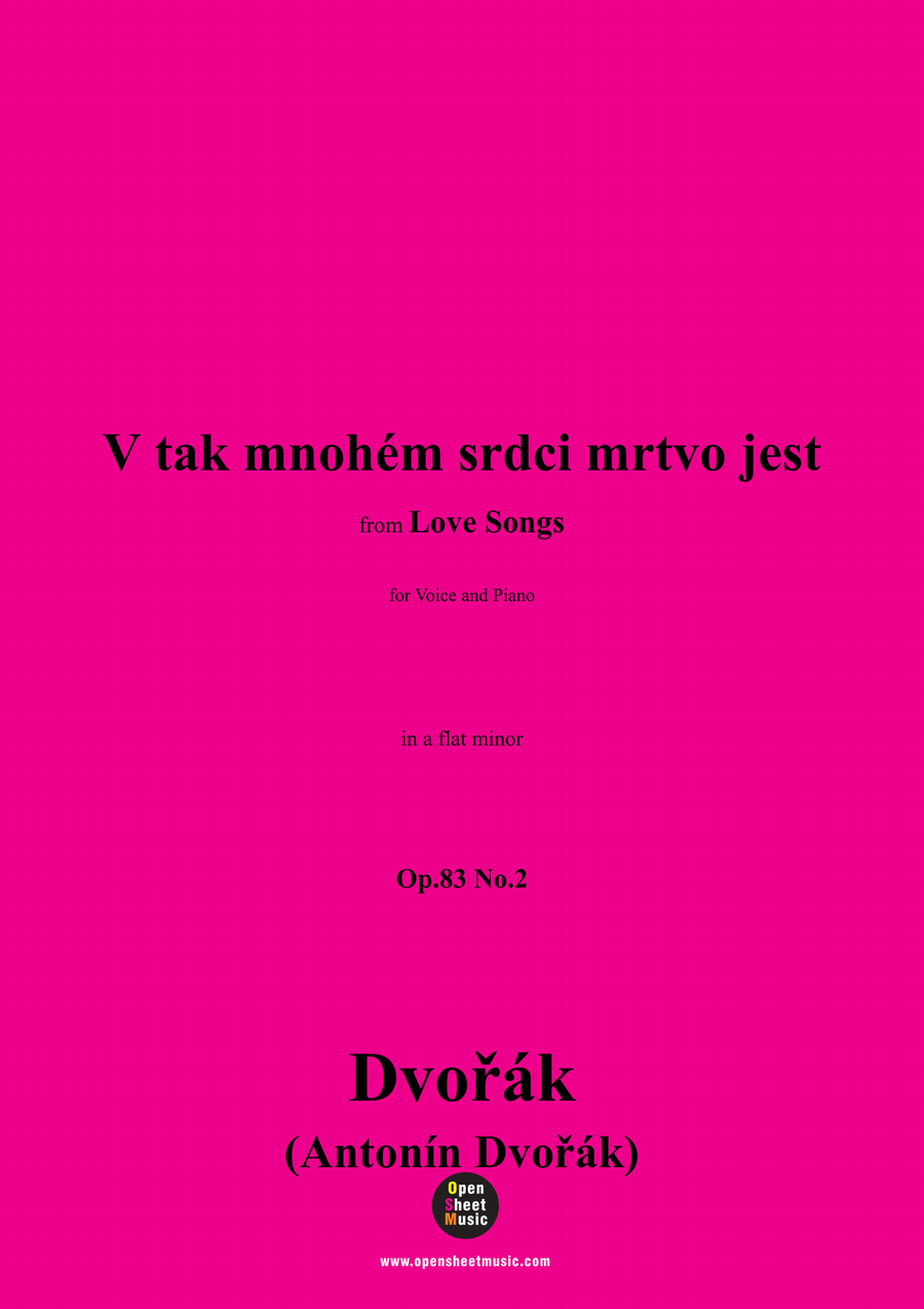 A. Dvořák-V tak mnohém srdci mrtvo jest,in a flat minor Piano, Vocal scores gallery preview page 1