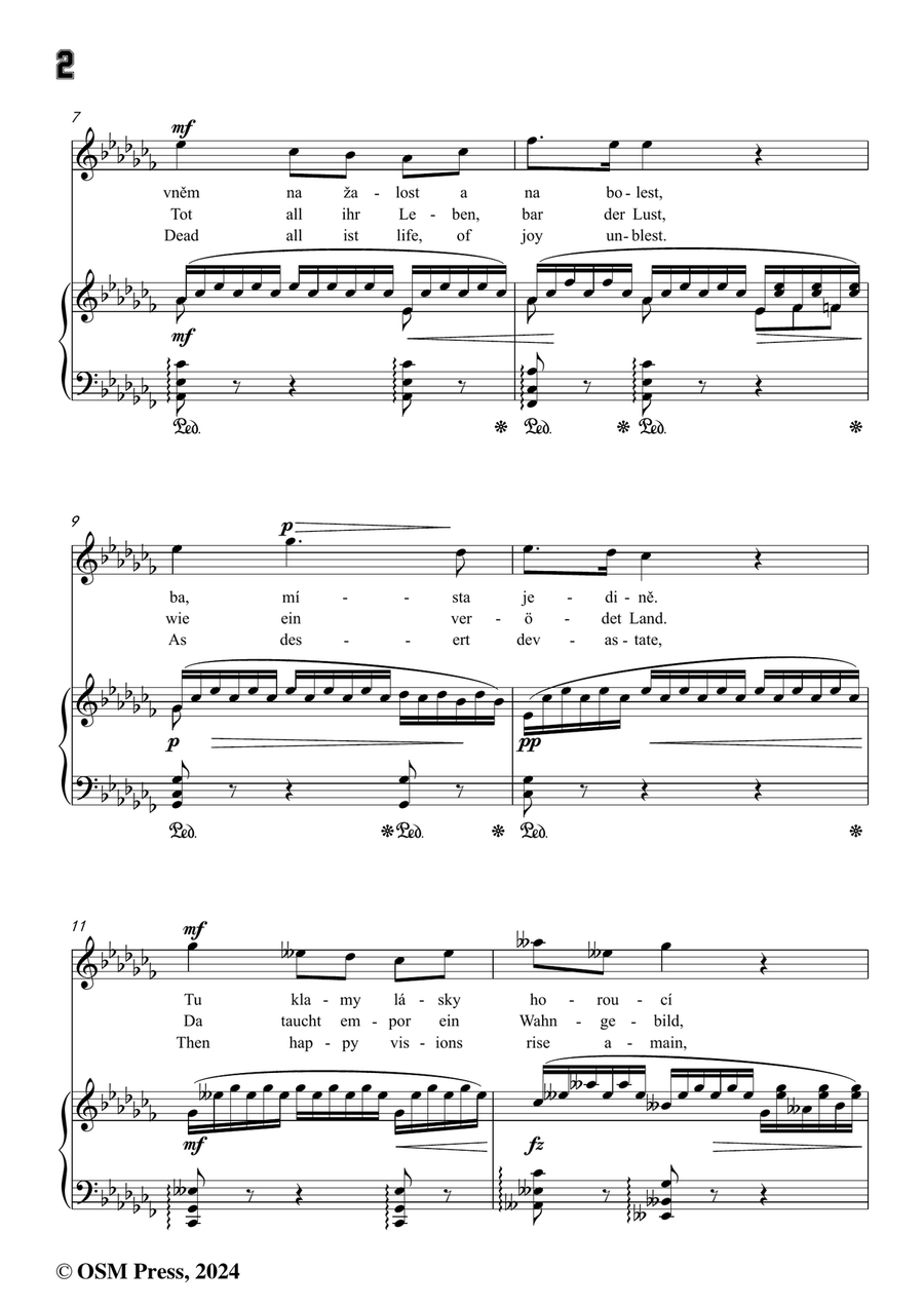 A. Dvořák-V tak mnohém srdci mrtvo jest,in a flat minor Piano, Vocal scores gallery preview page 4