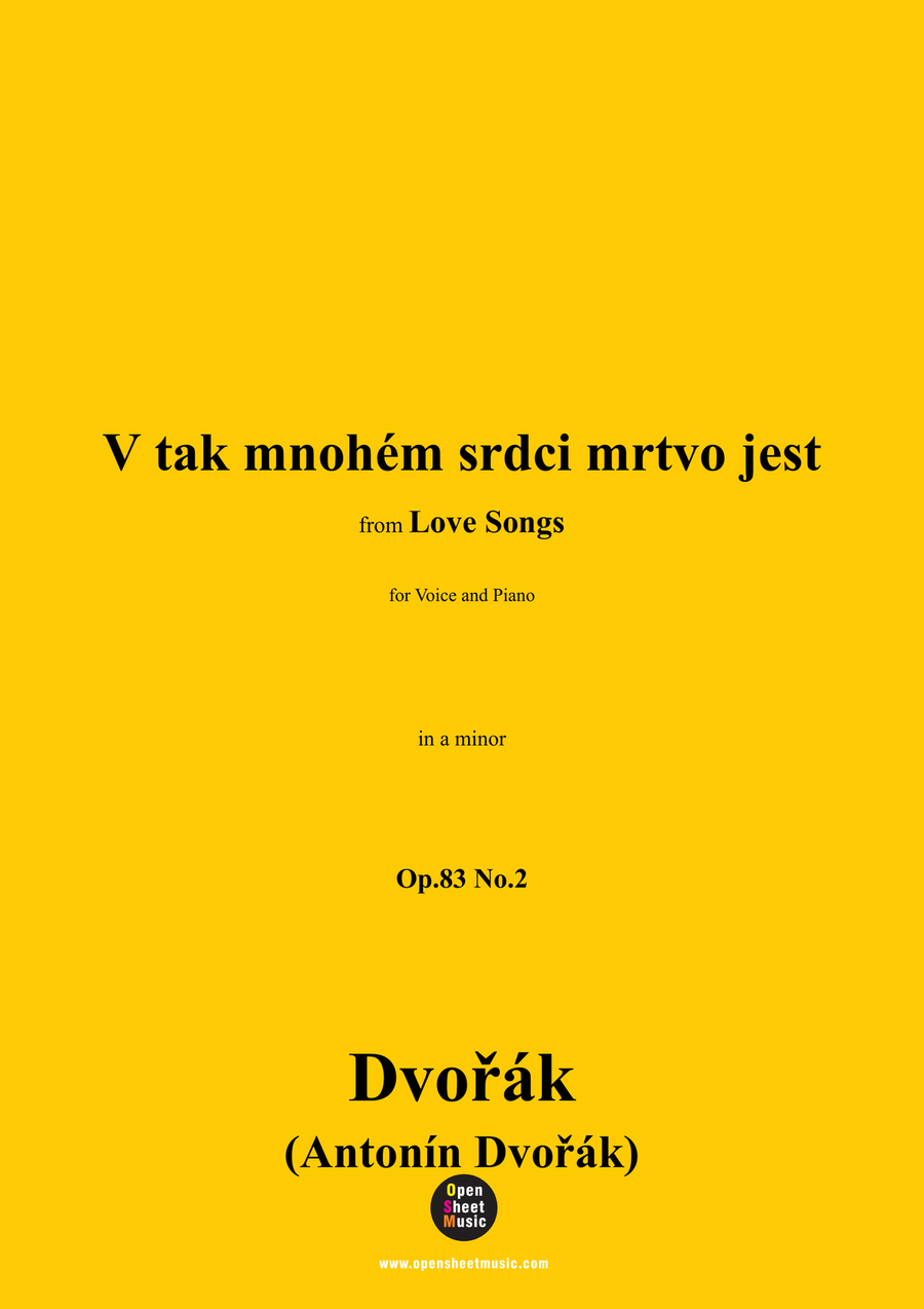 A. Dvořák-V tak mnohém srdci mrtvo jest,in a minor Piano, Vocal scores gallery preview page 1