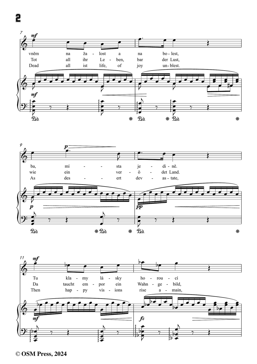 A. Dvořák-V tak mnohém srdci mrtvo jest,in a minor Piano, Vocal scores gallery preview page 4