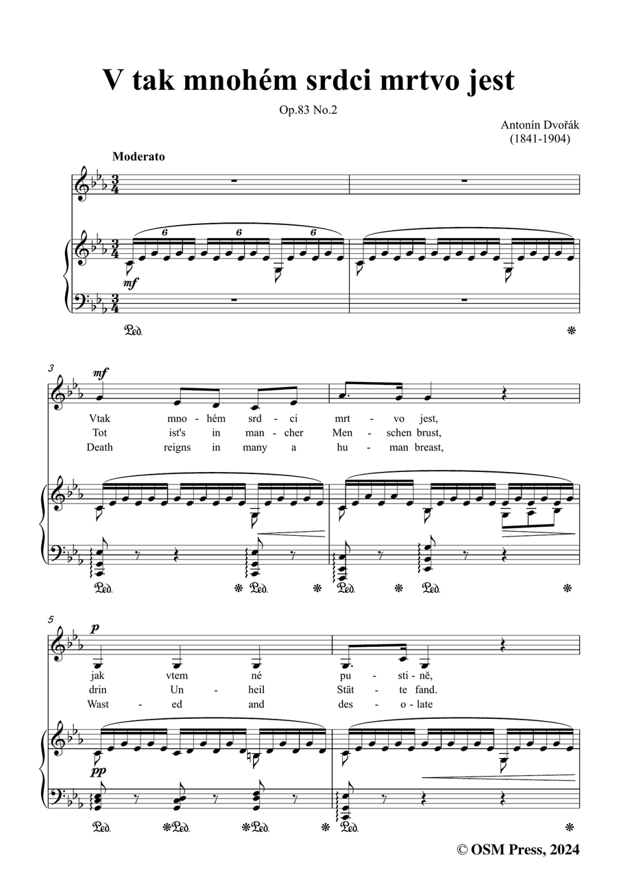 A. Dvořák-V tak mnohém srdci mrtvo jest,in c minor Piano, Vocal scores gallery preview page 3
