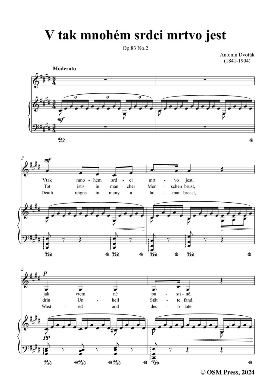 A. Dvořák-V tak mnohém srdci mrtvo jest,in c sharp minor Piano, Vocal scores gallery preview page 3