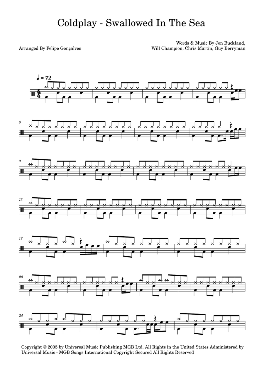 Swallowed In The Sea Swallowed In The Sea Drum Set scores gallery preview page 1
