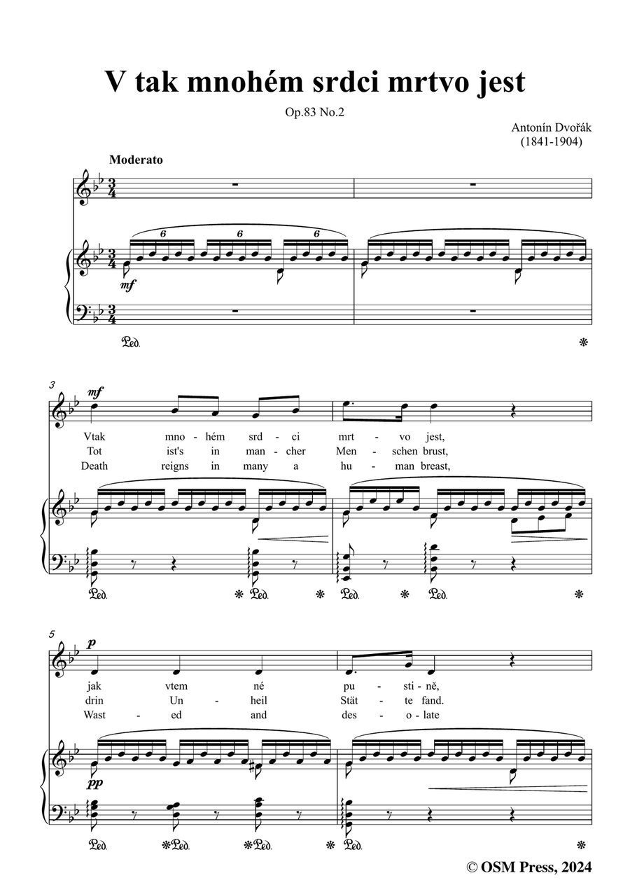 A. Dvořák-V tak mnohém srdci mrtvo jest,in g minor Piano, Vocal scores gallery preview page 3