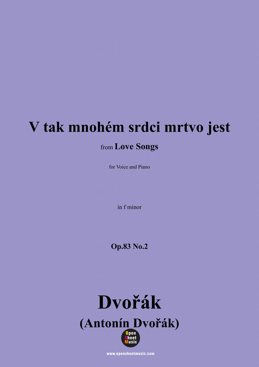 A. Dvořák-V tak mnohém srdci mrtvo jest,in f minor Piano, Vocal scores gallery preview page 1