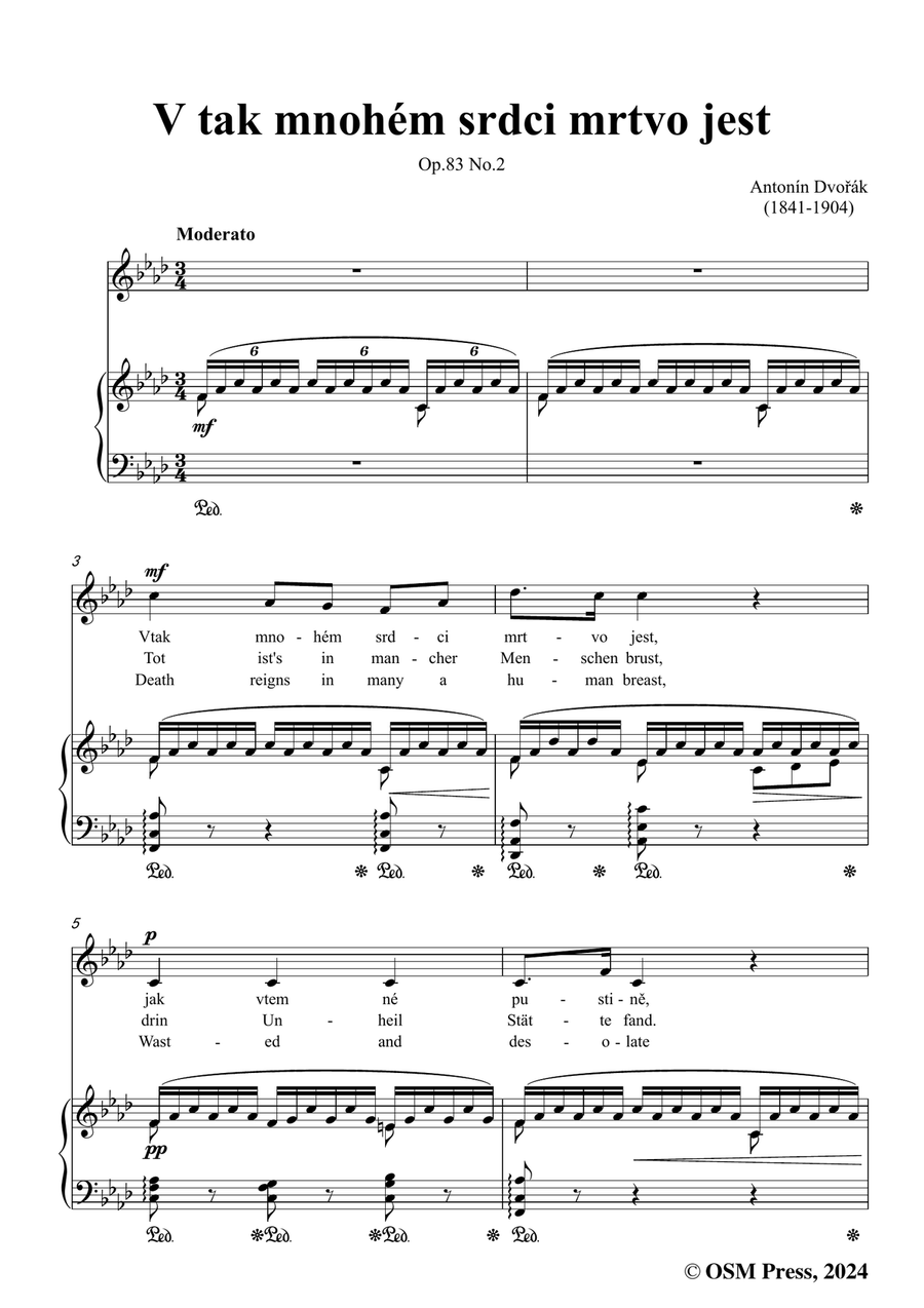 A. Dvořák-V tak mnohém srdci mrtvo jest,in f minor Piano, Vocal scores gallery preview page 3