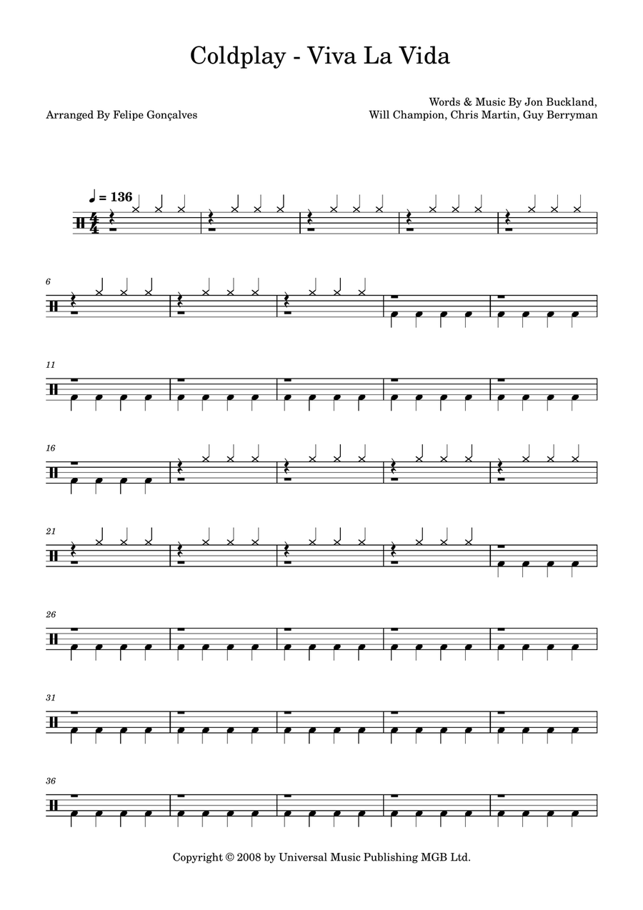 Viva La Vida Drum Set scores gallery preview page 1