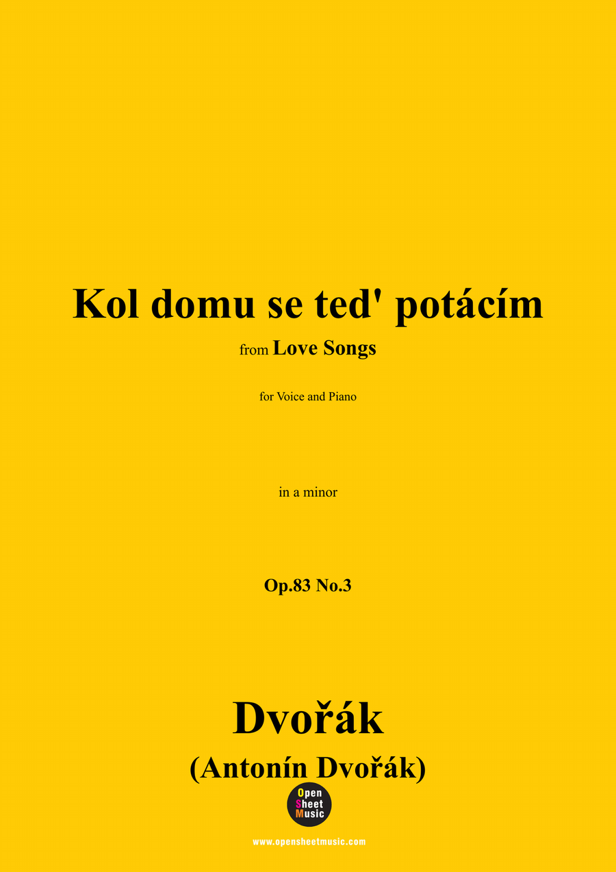 A. Dvořák-Kol domu se ted' potácím,in a minor, Piano, Vocal scores gallery preview page 1