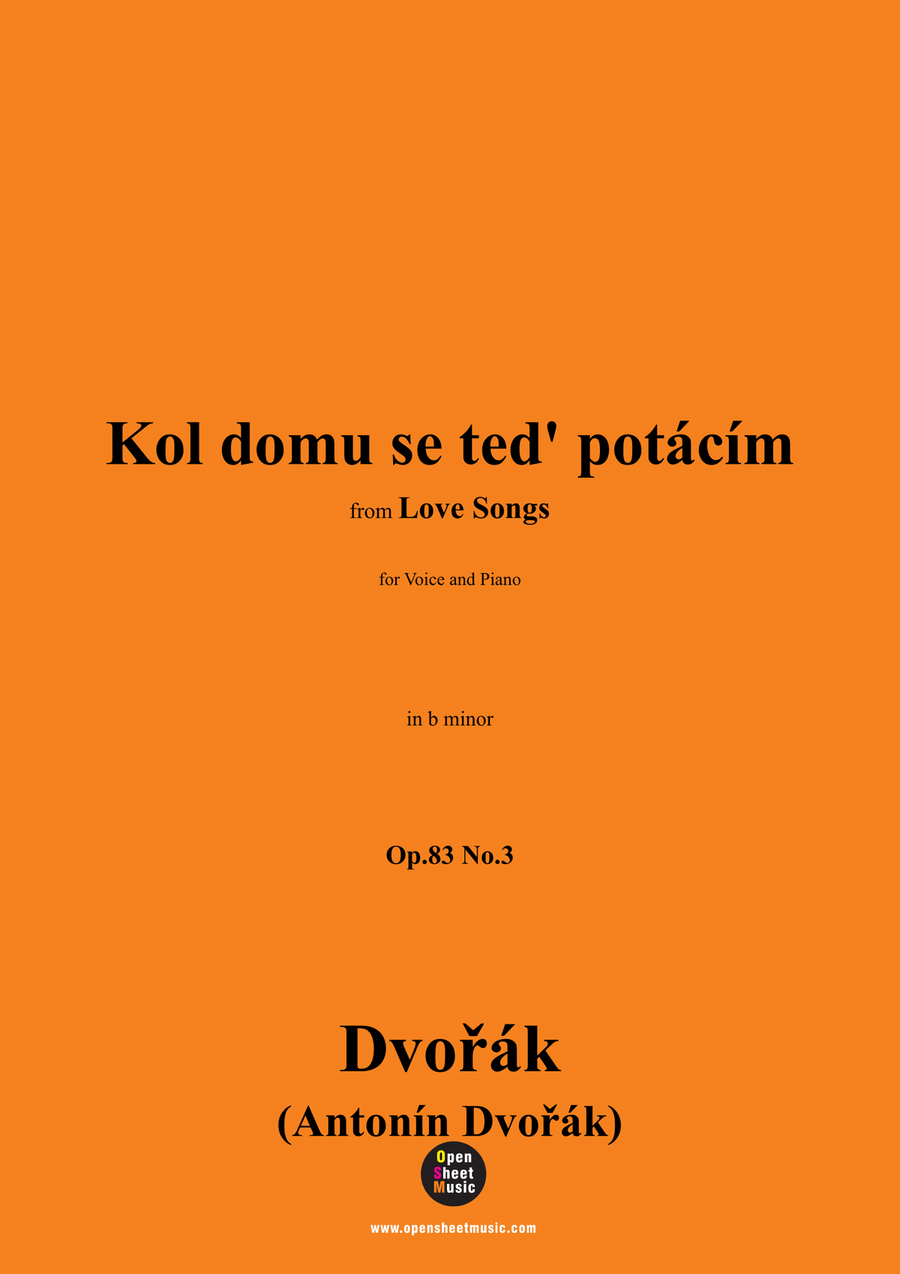 A. Dvořák-Kol domu se ted' potácím,in b minor Piano, Vocal scores gallery preview page 1