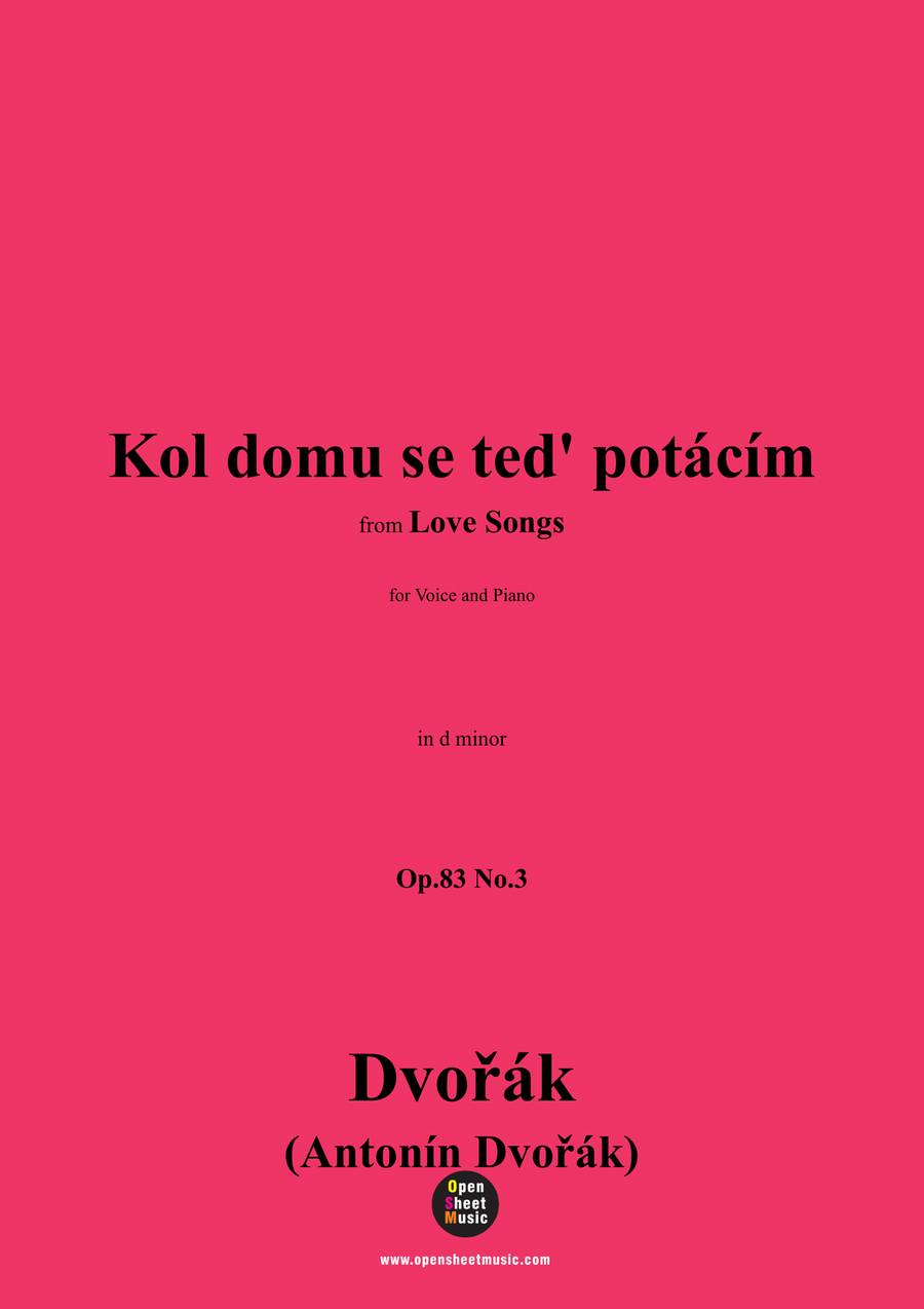 A. Dvořák-Kol domu se ted' potácím,in d minor Piano, Vocal scores gallery preview page 1